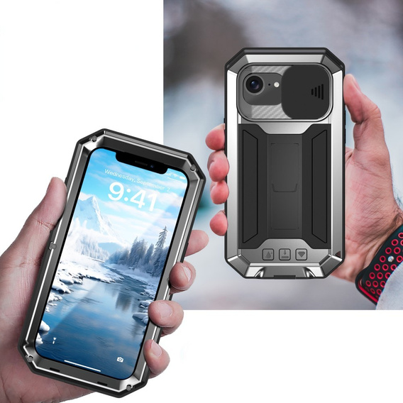 Etui pancerne do iPhone 16E, R-JUST, srebrne