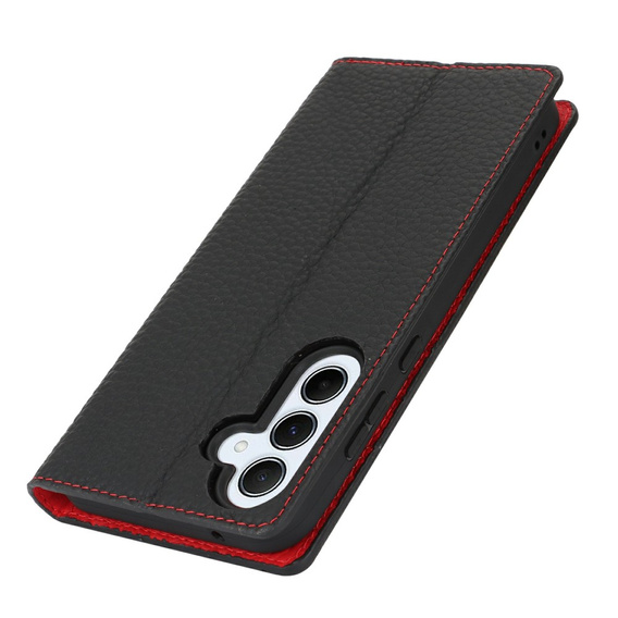 Etui z klapką do Samsung Galaxy S25+ Plus, Litchi Skin Grain, czarne
