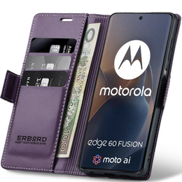 Etui do Motorola Edge 60 Fusion, ERBORD Glossy Litchi, portfel z klapką, fioletowe