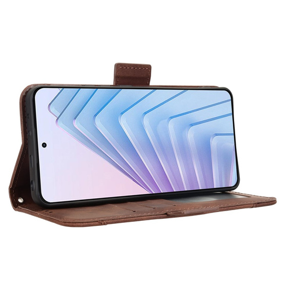 Etui z klapką do Xiaomi Redmi Note 14 4G, Card Slot, brązowe