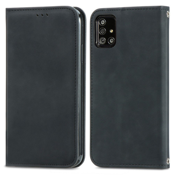 Etui Wallet do Samsung Galaxy A51 5G, Vintage Style Smooth, Black
