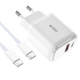 Tech-Protect Uniwersalna Ładowarka Sieciowa 1x USB 1x USB Type-C 20W QC 3.0 + Kabel Type-C, Biała