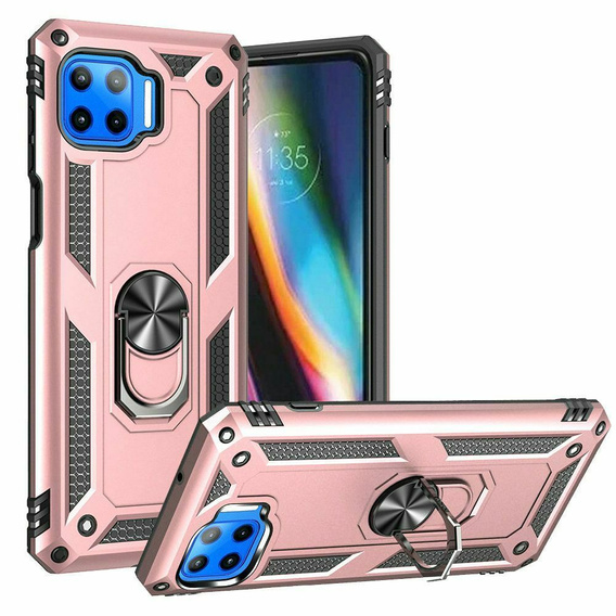 Etui pancerne do Motorola Moto G 5G Plus, Nox Case Ring, różowe rose gold
