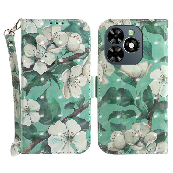 Etui z klapką do Infinix Hot 40i, Wallet, Flowers białe