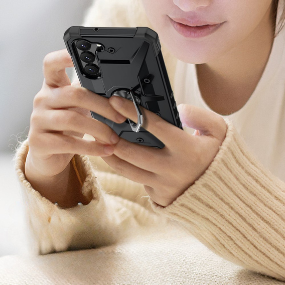 Etui pancerne do Samsung Galaxy S23, z ringiem, czarne