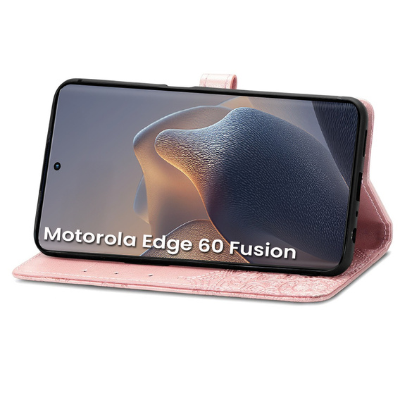 Etui z klapką do Motorola Edge 60 / 60 Fusion, Mandala, różowe