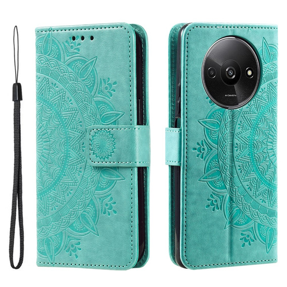 Etui z klapką do Xiaomi Redmi A3, Mandala, zielone