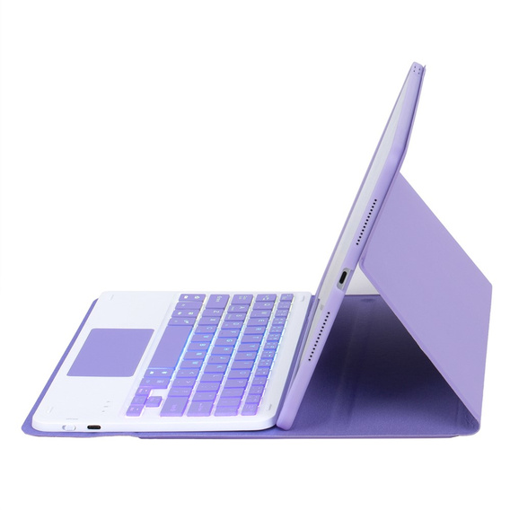Etui z podświetlaną klawiaturą Bluetooth i touchpadem do Samsung Galaxy Tab S11 – fioletowe