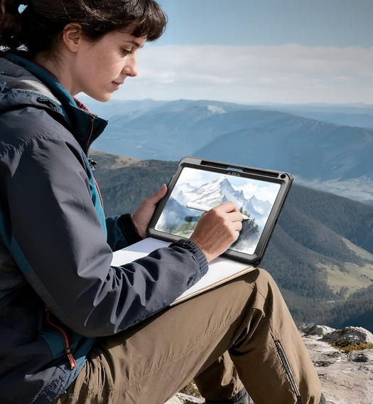 Etui Dexnor 360° do iPad 11" 2025 A16 (11 gen.) / iPad 10.9" 2022 (10 gen.), z paskiem i miejscem na rysik - czarne