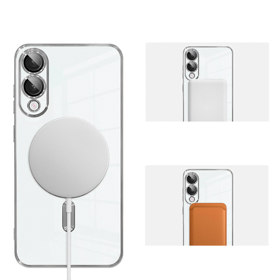 Etui do Samsung Galaxy S25 Edge, Electro MagSafe, srebrne + Szkło na ekran
