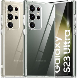 Etui do Samsung Galaxy S23 Ultra, Premium Armor Slim, przezroczyste + Szkło