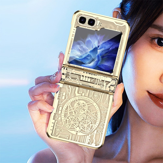 Etui do Samsung Galaxy Z Flip7 FE / Z Flip6, Mechanical Legend, złote