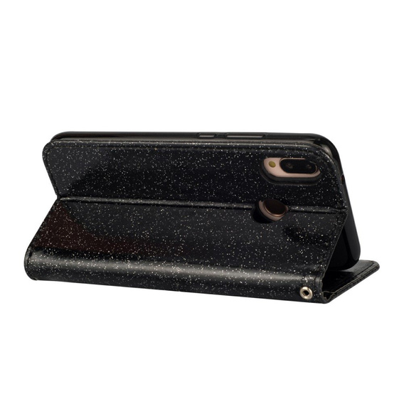 Etui z klapką do Huawei P20 Lite, Glitter Zipper Wallet, czarne