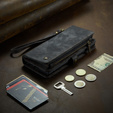 Etui CASEME do Samsung Galaxy S25 Ultra, Retro Leather Wallet, z paskiem, czarne