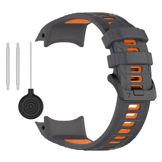 Pasek silikonowy do Garmin Instinct 3 Solar / Instinct 3 AMOLED 45mm – sportowy, szaro-pomarańczowy