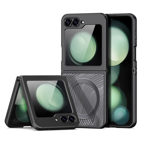 Etui DuxDucis do Samsung Galaxy Z Flip7 FE / Z Flip6, Aimo case, do MagSafe, przezroczyste / czarne