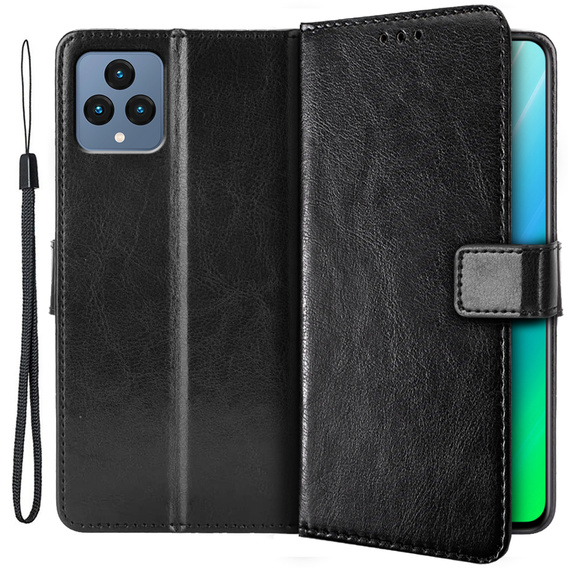 Etui z klapką do T Phone 5G, Crazy Horse Wallet, czarne