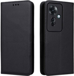 Etui z klapką do Oppo Reno 11F 5G, Smart Magnetic, czarne + szkło 9H