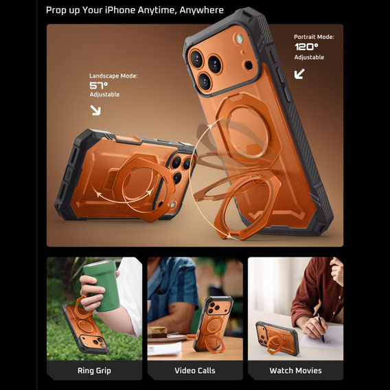 Etui Supcase do iPhone 17 Pro Max, Unicorn Beetle Grip Pro Mag, Coral