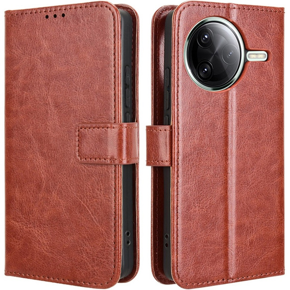 Etui z klapką do Xiaomi Poco F7 Ultra, Crazy Horse Wallet, brązowe