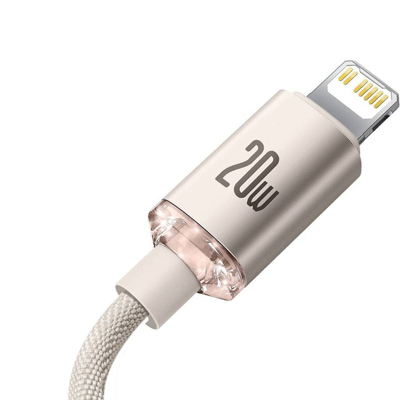 Baseus Crystal Shine kabel USB‑C – Lightning 2 m 20 W - Różowy