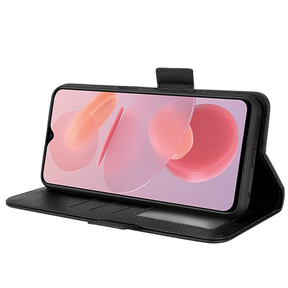 Etui z klapką do Ulefone Note 12P, Wallet Litchi Magnet, czarne