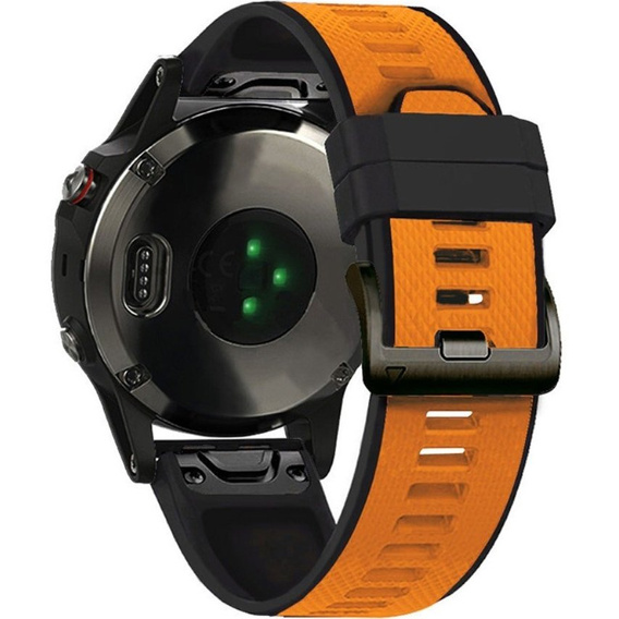 Pasek Silikonowy Quickfit 22mm do Garmin, Pomarańczowy / Czarny