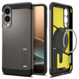 Etui Spigen do Samsung Galaxy S25 Edge, Tough Armor MagSafe, szare + Szkło Hartowane 9H