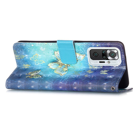 Etui Wallet do Xiaomi Redmi Note 10 Pro, Light Spots Decor, Gold Butterflies