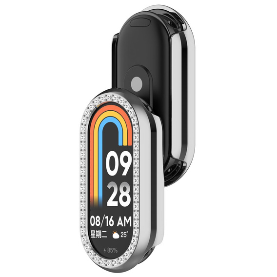 Etui z Diamentami do Xiaomi Smart Mi Band 9, Srebrne