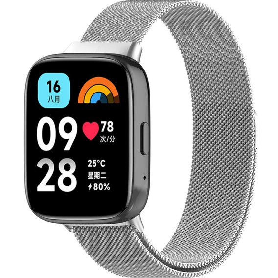 Pasek Bransoleta Milanese do Xiaomi Redmi Watch 3 Active, Srebrna