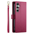 Etui z klapką do Samsung Galaxy S24 FE, Wallet Zipper Pocket, czerwone