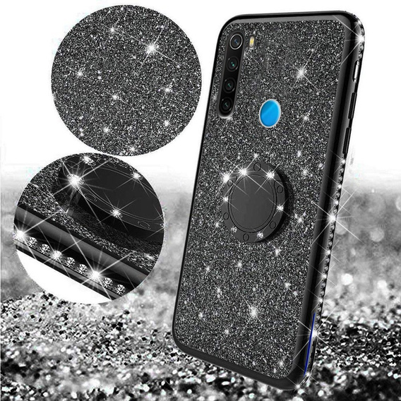 Etui do Xiaomi Redmi Note 8, Bling brokat, Czarne