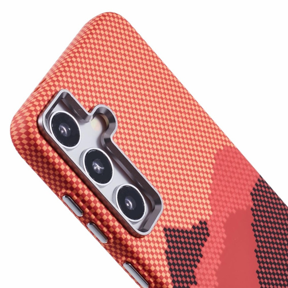 Etui do Samsung Galaxy S25+ Plus, Carbon Fiber MagSafe, pomarańczowe