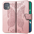 Etui z klapką do Motorola Edge 20 Lite, Butterfly, różowe rose gold