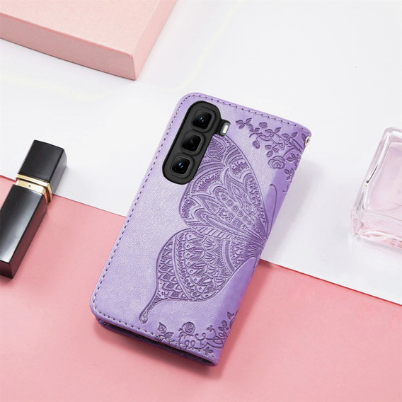 Etui z klapką do Infinix Hot 50 4G, Butterfly, fioletowe
