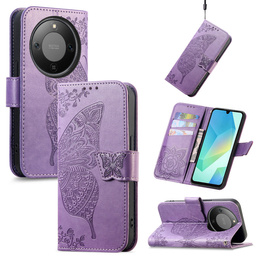 Etui z klapką do Honor Magic 8 Lite, Butterfly, fioletowe