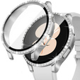 2w1 Etui + Szkło Hartowane do Samsung Galaxy Watch 4 44mm, Srebrne