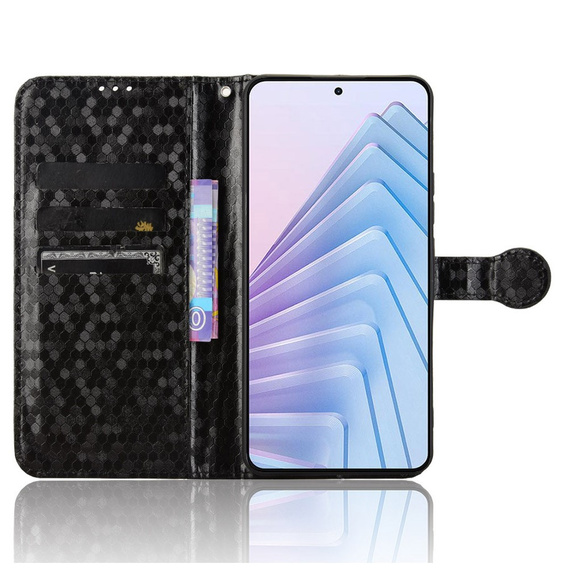 Etui z klapką do Xiaomi Redmi Note 14 4G, Wallet Rhombus, czarne