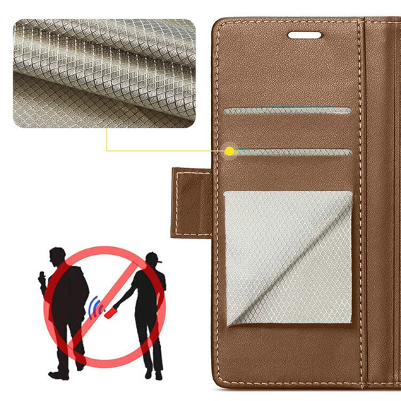 Etui do Oppo Reno 11F, ERBORD Glossy Litchi, portfel z klapką, brązowe