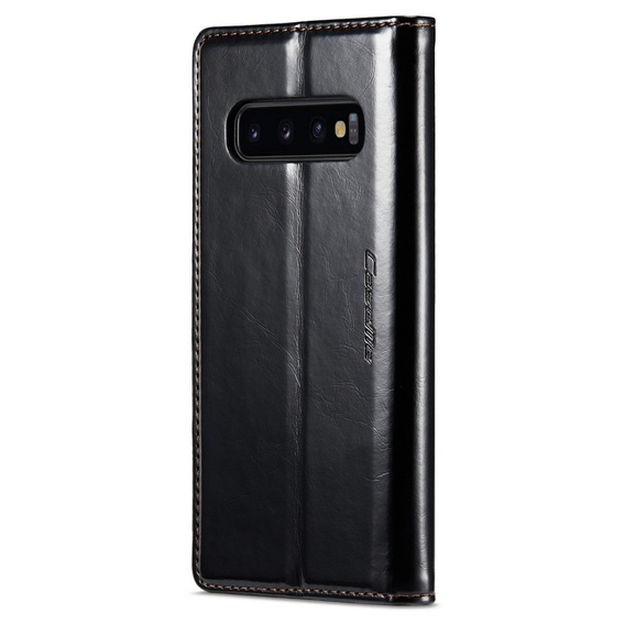 Etui z klapką CASEME do Samsung Galaxy S10, Waxy Textured, czarne