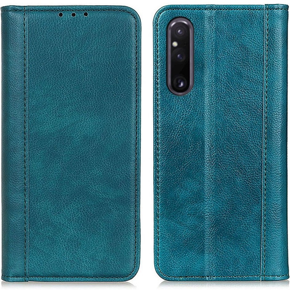 Etui do Sony Xperia 1 V, Wallet Litchi Leather, zielone