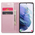 Etui z klapką CASEME do Samsung Galaxy S21, Waxy Textured, różowe