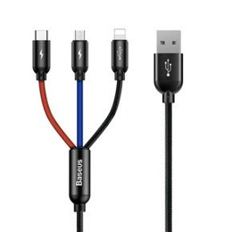 BASEUS 3in1 Kabel Type-C / Lightning / MicroUsb 1.2M - Black