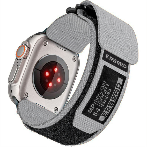 Pasek Nylonowy ERBORD MP84 do Apple Watch 1/2/3/4/5/6/7/8/9/10/11/SE Ultra 1/2/3 42/44/45/46/49mm, Szary