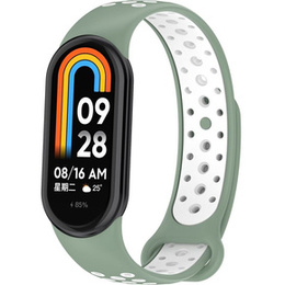 Pasek Silikonowy do Xiaomi Smart Band 10 / 9 / 8, Zielony / Biały
