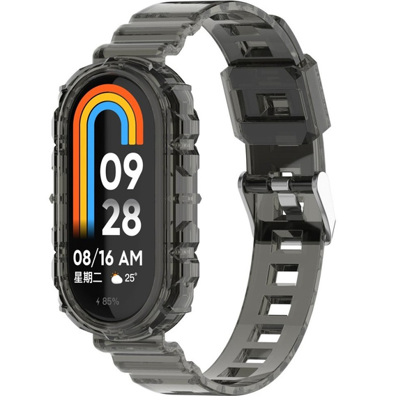Pasek Silikonowy do Xiaomi Smart Band 10 / 9 / 8, Przezroczysty czarny