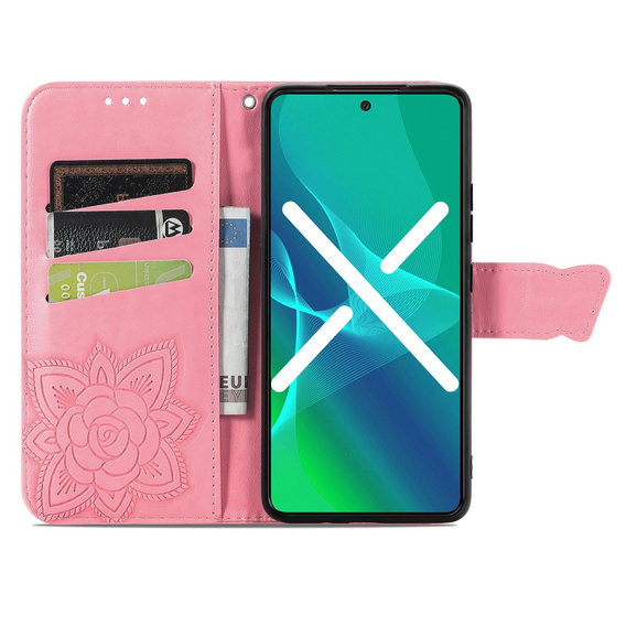 Etui z klapką do Oppo Reno8 T, Butterfly, różowe