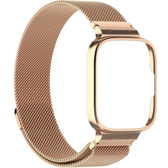 Pasek Bransoleta Milanese z Etui do Xiaomi Redmi Watch 3 Active, Różowe rose gold
