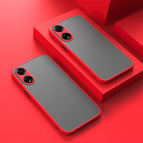 Etui silikonowe do Oppo A78 5G, z ochroną aparatu, przezroczyste / czerwone